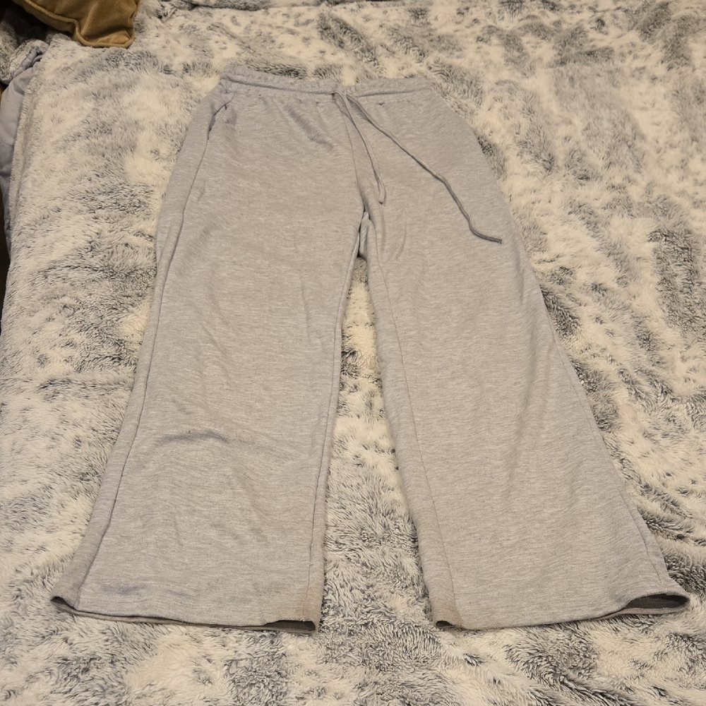 Gray Wide-Leg Track Pants